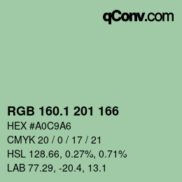 カラーコード: RGB 160.1 201 166 | qconv.com