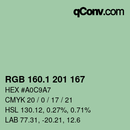 Color code: RGB 160.1 201 167 | qconv.com