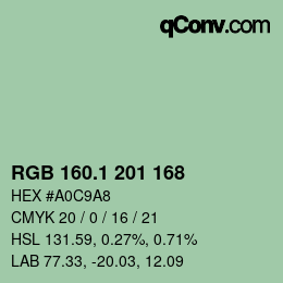 Color code: RGB 160.1 201 168 | qconv.com