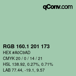 Color code: RGB 160.1 201 173 | qconv.com
