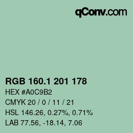 Color code: RGB 160.1 201 178 | qconv.com