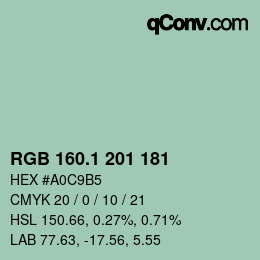 Color code: RGB 160.1 201 181 | qconv.com