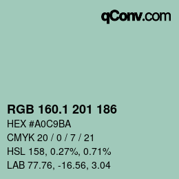 Color code: RGB 160.1 201 186 | qconv.com
