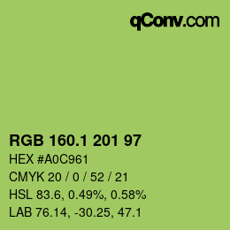 カラーコード: RGB 160.1 201 97 | qconv.com