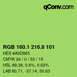 カラーコード: RGB 160.1 216.8 101 | qconv.com