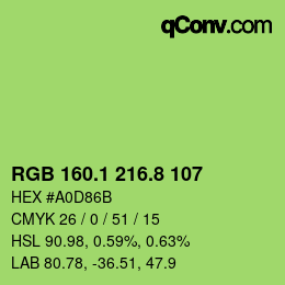 カラーコード: RGB 160.1 216.8 107 | qconv.com
