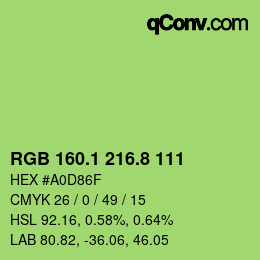カラーコード: RGB 160.1 216.8 111 | qconv.com