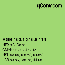 カラーコード: RGB 160.1 216.8 114 | qconv.com