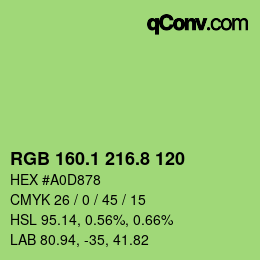 カラーコード: RGB 160.1 216.8 120 | qconv.com