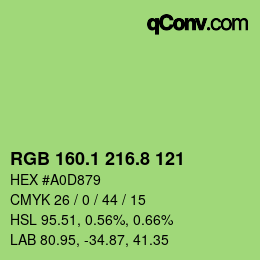 カラーコード: RGB 160.1 216.8 121 | qconv.com