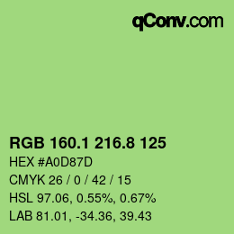 カラーコード: RGB 160.1 216.8 125 | qconv.com