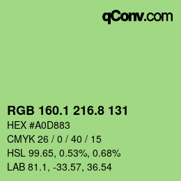 カラーコード: RGB 160.1 216.8 131 | qconv.com