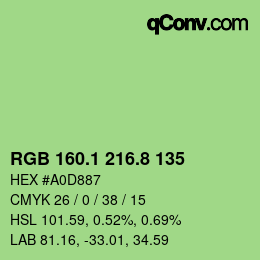 カラーコード: RGB 160.1 216.8 135 | qconv.com
