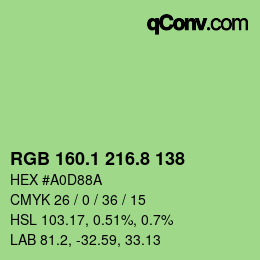 カラーコード: RGB 160.1 216.8 138 | qconv.com