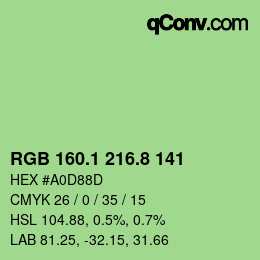 カラーコード: RGB 160.1 216.8 141 | qconv.com