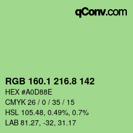カラーコード: RGB 160.1 216.8 142 | qconv.com