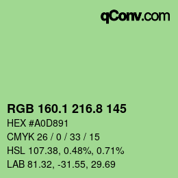 カラーコード: RGB 160.1 216.8 145 | qconv.com