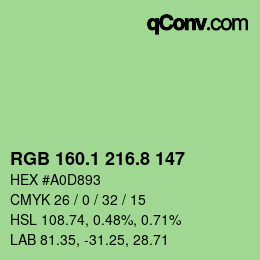カラーコード: RGB 160.1 216.8 147 | qconv.com