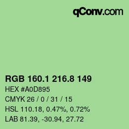 カラーコード: RGB 160.1 216.8 149 | qconv.com