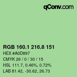 カラーコード: RGB 160.1 216.8 151 | qconv.com