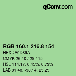 カラーコード: RGB 160.1 216.8 154 | qconv.com