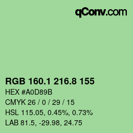 カラーコード: RGB 160.1 216.8 155 | qconv.com