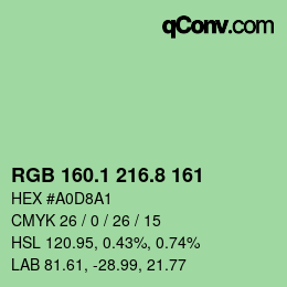 カラーコード: RGB 160.1 216.8 161 | qconv.com