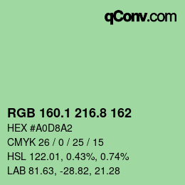 Color code: RGB 160.1 216.8 162 | qconv.com