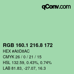 Color code: RGB 160.1 216.8 172 | qconv.com