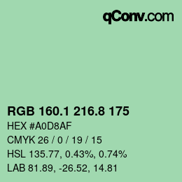 カラーコード: RGB 160.1 216.8 175 | qconv.com