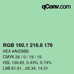 Color code: RGB 160.1 216.8 176 | qconv.com