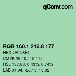 Color code: RGB 160.1 216.8 177 | qconv.com