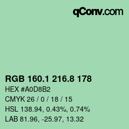 カラーコード: RGB 160.1 216.8 178 | qconv.com