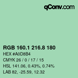カラーコード: RGB 160.1 216.8 180 | qconv.com