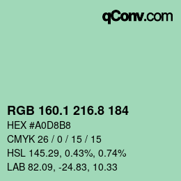 カラーコード: RGB 160.1 216.8 184 | qconv.com