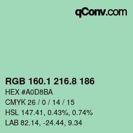 Color code: RGB 160.1 216.8 186 | qconv.com