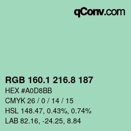 カラーコード: RGB 160.1 216.8 187 | qconv.com