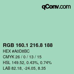 カラーコード: RGB 160.1 216.8 188 | qconv.com