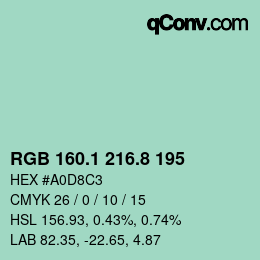 カラーコード: RGB 160.1 216.8 195 | qconv.com