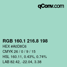カラーコード: RGB 160.1 216.8 198 | qconv.com