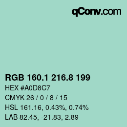 カラーコード: RGB 160.1 216.8 199 | qconv.com