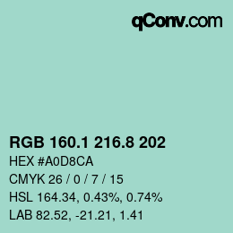 カラーコード: RGB 160.1 216.8 202 | qconv.com