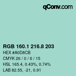 カラーコード: RGB 160.1 216.8 203 | qconv.com