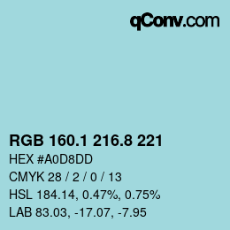 Color code: RGB 160.1 216.8 221 | qconv.com