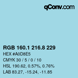 Farbcode: RGB 160.1 216.8 229 | qconv.com