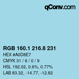 Color code: RGB 160.1 216.8 231 | qconv.com
