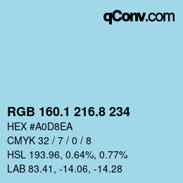 Color code: RGB 160.1 216.8 234 | qconv.com