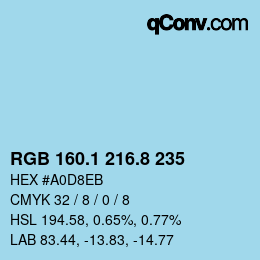 Color code: RGB 160.1 216.8 235 | qconv.com