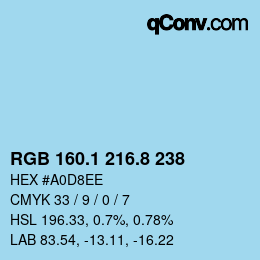 Color code: RGB 160.1 216.8 238 | qconv.com