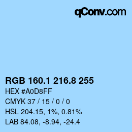 Code couleur: RGB 160.1 216.8 255 | qconv.com